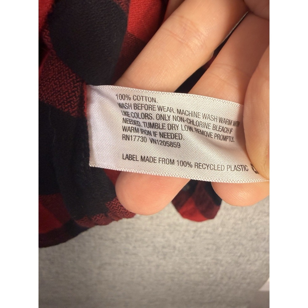 Goodfellow‎ Co Red Black Buffalo Plaid Flannel Button Down Long Sleeve Shirt XXL - Picture 4 of 4